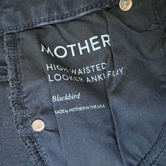 MOTHER Looker Ankle Fray Jeans Blackbird Denim High Waisted Skinny - Picture 11 of 15